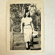 Vintage Original 1940s B&W Portrait Snapshot of Pretty Young Woman Signed Ina picture