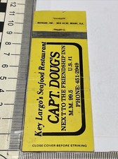 Vintage Matchbook Cover  Key Largo’s Seafood Restaurant Capt. Doug’s   gmg picture