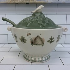 Pfaltzgraff Naturewood Tureen with Lid Ladle Vintage Serving Dishes picture