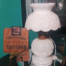 Vintage L.E. Smith Milk Glass Moon and Stars Mini Oil lamp picture