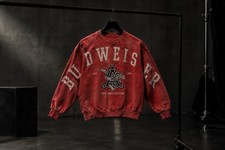 VINTAGE STYLE /Budweiser Red Crewneck Pullover Sweatshirt 