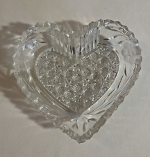 1950s - 1960s Cut Crystal Heart Shaped Dish With A Daisy and Button Pattern picture