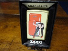 PINUP GIRL BENDING OVER IN RETRO FRIDGE GETTING A BEER ZIPPO LIGHTER MINT IN BOX picture