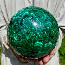 6.56LB Rare Natural Malachite quartz hand Carved sphere Crystal Healing picture