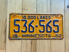 1952 Minnesota License Plate picture