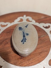 Vintage Rowe Pottery Salt Glaze Small Oval Covered Dish Trinket Bowl picture