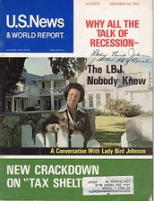 Lady Bird Johnson Signed Autographed First Lady US News Magazine 1973 COA BSC picture