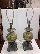 Vintage Rare Pair of Ornate Lamps Mid Century Modern Hollywood Regency picture