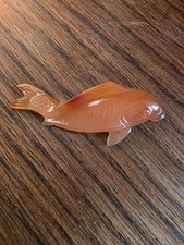Vintage Hand Carved Carnelian Stone Koi Fish picture