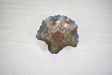 Vintage Floral Impressed Carnival Art Glass Iridescent Bowl Candy Dish picture