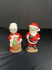 Vintage Handpainted Ceramic Mr Santa Claus & Mrs Claus Figurines, 3.5