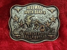 Champion Trophy Buckle Bullfighter Rodeo☆Deadwood South Dakota☆1991☆Rare☆247 picture