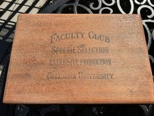 VTG. Columbia University Exclusive Faculty Wood Cigar Box Dovetail Hook Closure picture