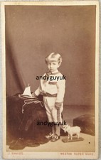 CDV BOY SAILING BOAT TOY GOAT MODEL WESTON SUPER MARE ANTIQUE PHOTO SAILOR SUIT picture