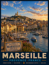 MARSEILLE FRANCE TRAVEL POSTER *2X3 FRIDGE MAGNET* TRIP EUROPE VACATION CITY picture
