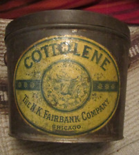 antique tin Cottliene N.K.Fairbank Co chicago pic bull shortening top embossed picture