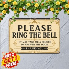 Please Ring Bell Hanging Notice Sign Door Porch Decor Metal Wall Plaque picture