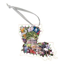 Louisiana Christmas Ornament Acrylic State Shape 2D Flat New Orleans Crawfish picture