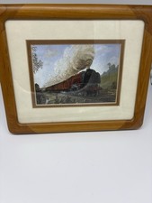 Framed artwork depicts a British LMS Princess Coronation Class steam locomotive  picture