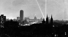 Boston MA Two beams light rise downtown Boston seen Mission H- Boston Old Photo picture