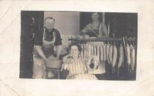 J86/ Interesting RPPC Postcard c1910 Sausage Meat Market Comic Butcher 503 picture