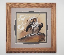 Framed Michael Watchman authentic Navajo sandpainting picture
