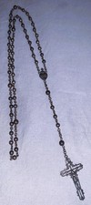 Nice Old  Sterling  Rosary Beads  Sacred Heart of Jesus Medal picture