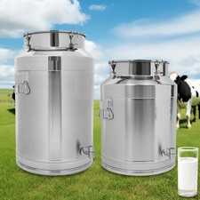 76L/64L Stainless Steel Milk Can Wine Pail Bucket Jug Oil Storage Tank Canister picture