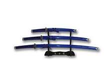 C 29152-BL4 3 PCS Blue Katana Samurai Sword Set with Wood Stand picture