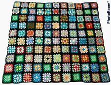 Vintage Farmhouse Throw Granny Square Afghan Crochet Lap Blanket 36