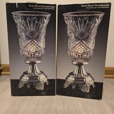 Vtg Shannon Crystal Silver Plated Base Godinger Electric Hurricane Lamp Nicole picture