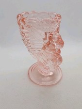 Vintage Fenton Pink Glass Bunny Rabbit Basket Egg Holder Cup Toothpick Holder picture