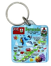 Bermuda Map Acrylic Square Souvenir Keychain 1.5