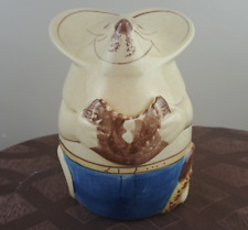 Vintage N.S. Gustin Pottery Cookie Jar Mouse Wearing Jeans Eating Cookie 1950s picture