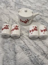 Vintage Chinese Cherry Blossom Tea pot Set, Jingdezhen, China. 6 Pcs, Gorgeous picture