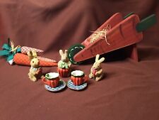 Decorative Miniature Tea Set Theme Spring Bunny Rabbit Family & Carrots Design picture