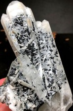 216g 1PCS Inner skeletal Elestial Candle QUARTZ Crystal &Specular Hematite r667 picture