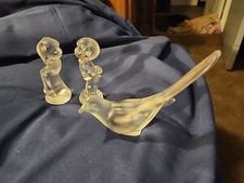 Fenton Glass Satin Crystal Glass Kissing Boy & Girl + Happiness Bird picture