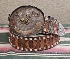 Vtg Sterling Silver Bronc Rider 1973 Horse Cowboy 3 Piece Trophy Belt Buckle picture