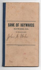Original 1895 Bank Book from the Bank of Haywards at Hayward CA picture