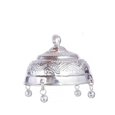 Silver Carved Chatra/Chattar for god & Temple with Attached Ghunghroo for Pooja picture