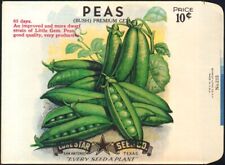 Vegetable Seed Pack Empty Lone Star Vintage 1930's San Antonio TX LOT Green Peas picture