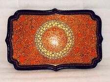 Vtg Kashmir Papier Mache Hand Painted 24K Gold, India, lacquerware, 17x11x1” picture