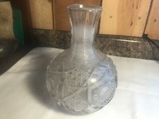 Antique Thick Heavy Clear Pressed Glass Bulb Vase picture