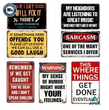 Vintage Metal Tin Signs 12 x 8 Inch 7 Piece Man Cave Garage Bar Wall Decor picture