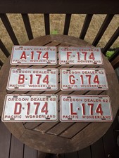 RARE-(Six) 1962 Pacific Wonderland Oregon Dealer Plates  ABDFGL- 174 Dealership picture
