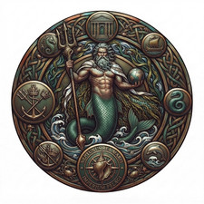 Neptune Roman Patron God Of The Sea Horses Decal 4