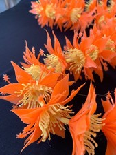 Vintage Hawaiian Plastic Lei Hula Luau Tiki MCM 1960s 1970s Orange Flowers picture