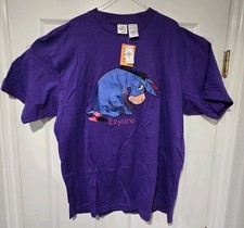 Vintage Embroidered EEYORE T Shirt XL Purple Winnie The Pooh Disney Store NWT picture