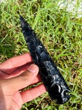 Authentic Obsidian Black Arrowhead Ancient American Artifact Translucent Stone picture